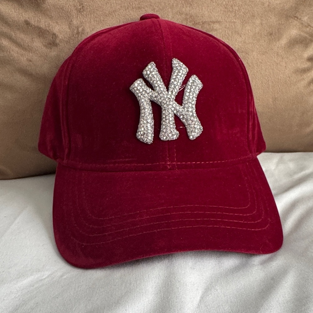 Red Cap with Rhinestone Logo